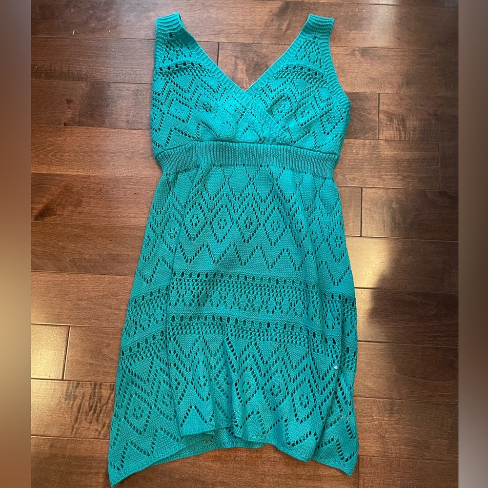 Teal Crochet Swim Cover-Up